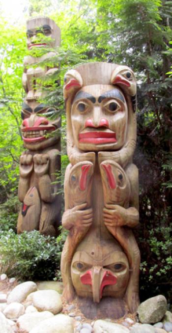 Totem poles at Capilano Suspension Bridge Park, North Vancouver. Photo by Julie Skurdenis